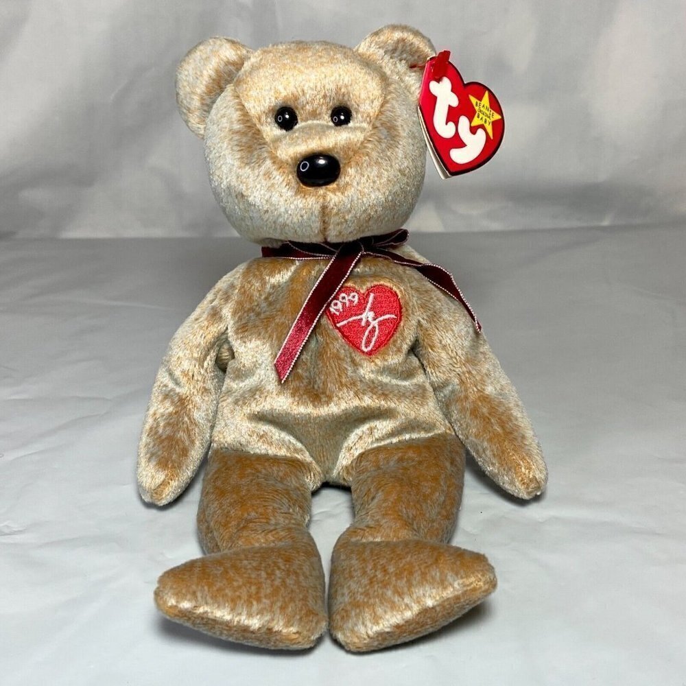 Ty Beanie Baby 1999 Signature Bear Retire P.E. Pellets Tag Errors‎ MWMT Rare Vtg